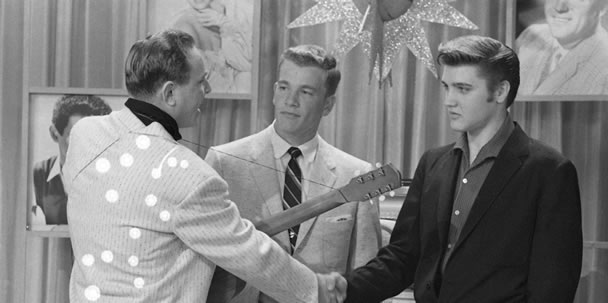 Dewey Phillips, Wink Martindale and Elvis Presley June 16, 1956.
