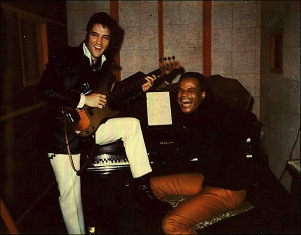 Elvis Presley and Roy Hamilton at American Studios, 1969.